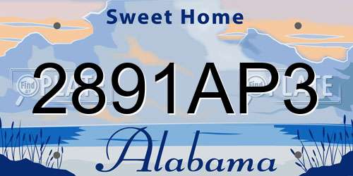 2891AP3 Alabama License Plate