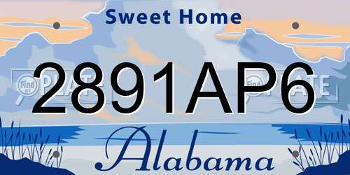 2891AP6 Alabama License Plate