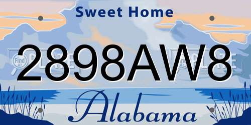 2898AW8 Alabama License Plate