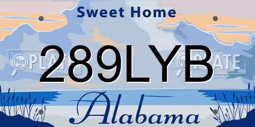 289LYB Alabama License Plate