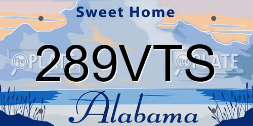 289VTS Alabama License Plate