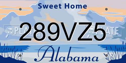 289VZ5 Alabama License Plate