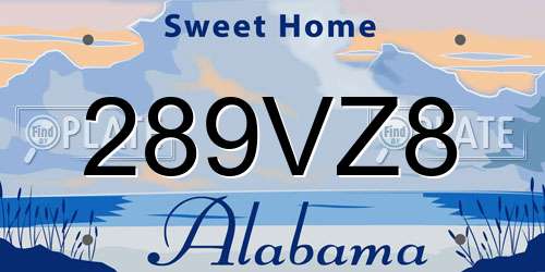 289VZ8 Alabama License Plate