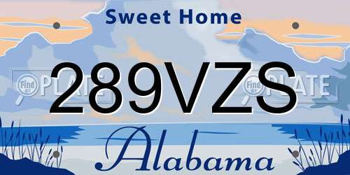 289VZS Alabama License Plate