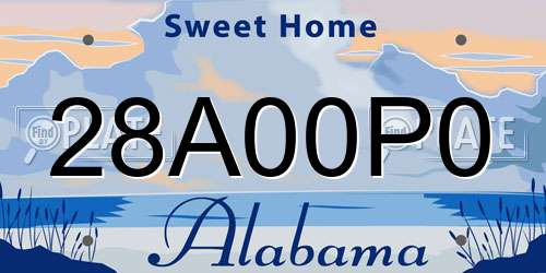 28A00P0 Alabama License Plate