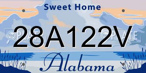 28A122V Alabama License Plate
