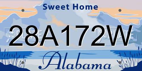 28A172W Alabama License Plate