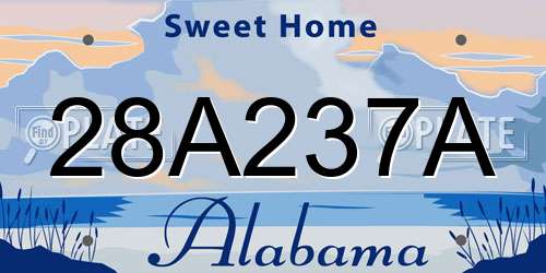 28A237A Alabama License Plate