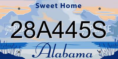 28A445S Alabama License Plate