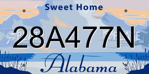 28A477N Alabama License Plate