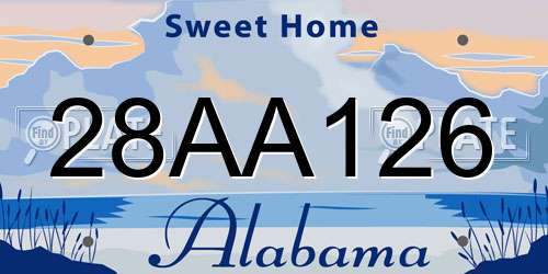28AA126 Alabama License Plate
