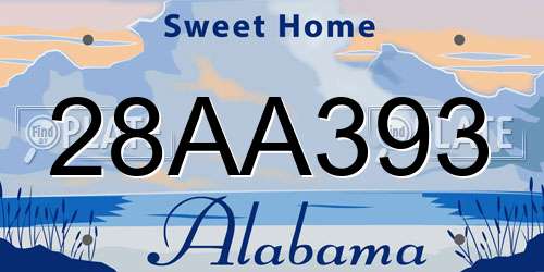 28AA393 Alabama License Plate