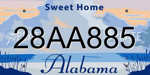 28AA885 Alabama License Plate