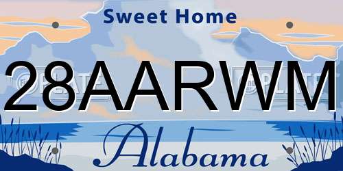 28AARWM Alabama License Plate
