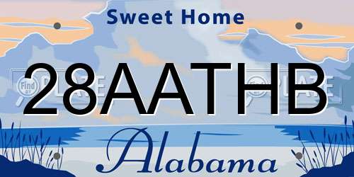 28AATHB Alabama License Plate