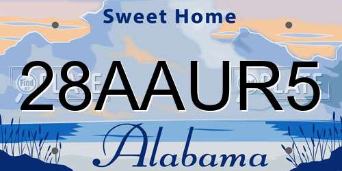 28AAUR5 Alabama License Plate