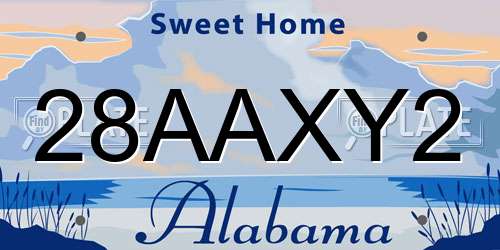 28AAXY2 Alabama License Plate