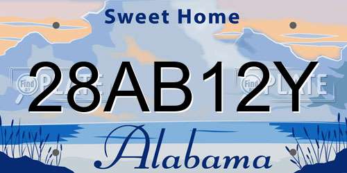 28AB12Y Alabama License Plate