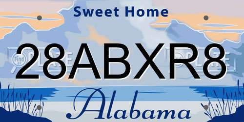 28ABXR8 Alabama License Plate