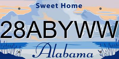 28ABYWW Alabama License Plate