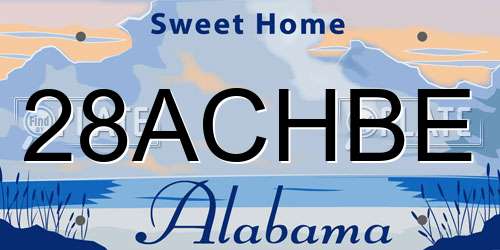 28ACHBE Alabama License Plate