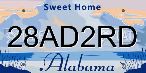 28AD2RD Alabama License Plate