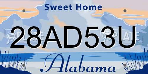 28AD53U Alabama License Plate