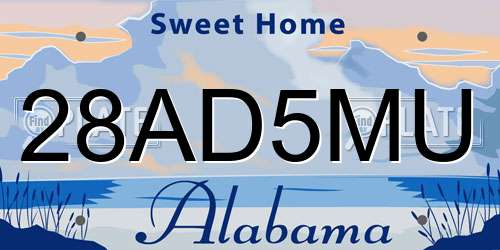 28AD5MU Alabama License Plate