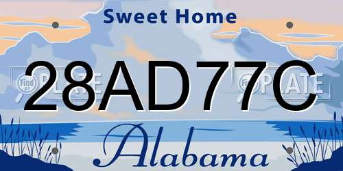 28AD77C Alabama License Plate