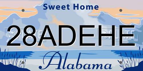 28ADEHE Alabama License Plate