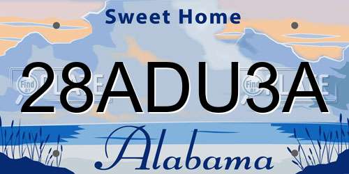 28ADU3A Alabama License Plate