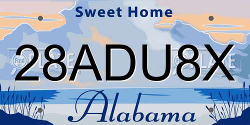 28ADU8X Alabama License Plate