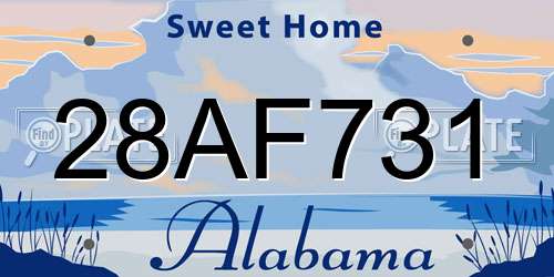 28AF731 Alabama License Plate