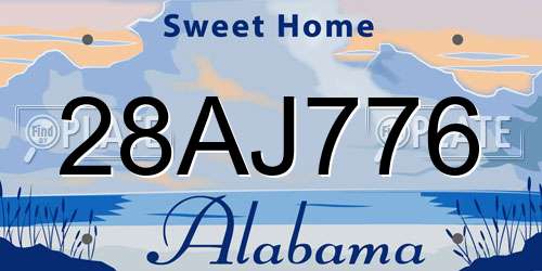 28AJ776 Alabama License Plate