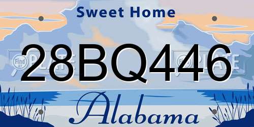 28BQ446 Alabama License Plate