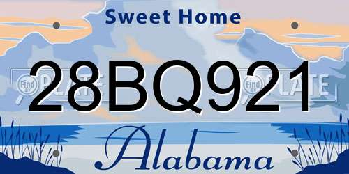 28BQ921 Alabama License Plate