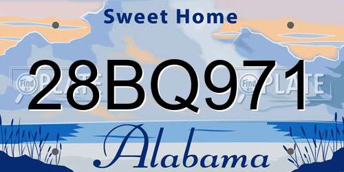 28BQ971 Alabama License Plate
