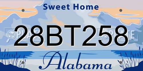 28BT258 Alabama License Plate
