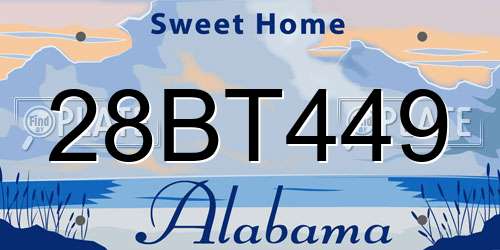 28BT449 Alabama License Plate