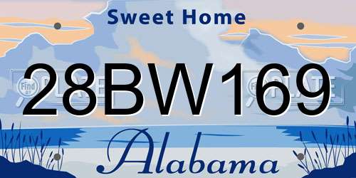 28BW169 Alabama License Plate