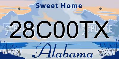 28C00TX Alabama License Plate