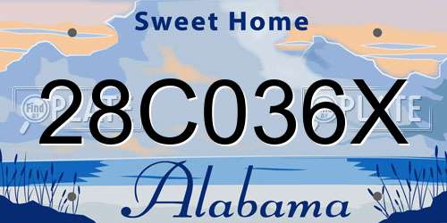 28C036X Alabama License Plate