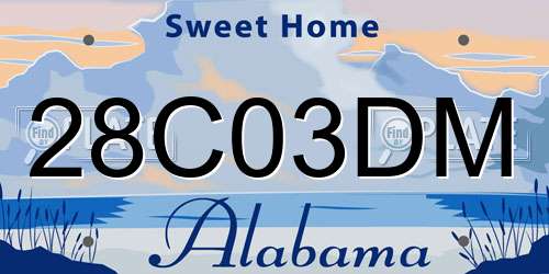 28C03DM Alabama License Plate