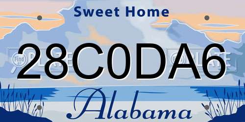 28C0DA6 Alabama License Plate