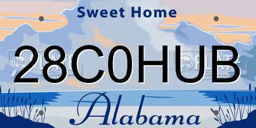 28C0HUB Alabama License Plate