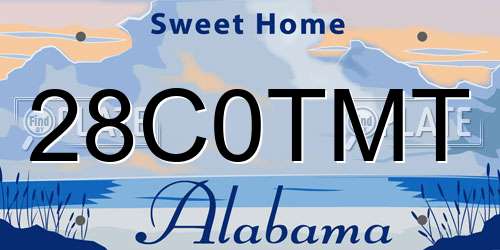 28C0TMT Alabama License Plate