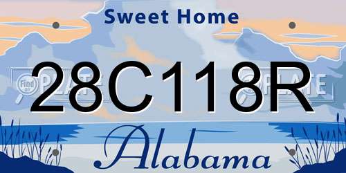 28C118R Alabama License Plate