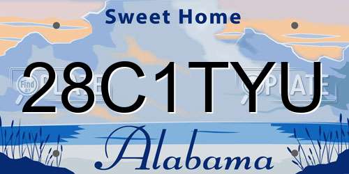 28C1TYU Alabama License Plate