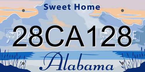 28CA128 Alabama License Plate