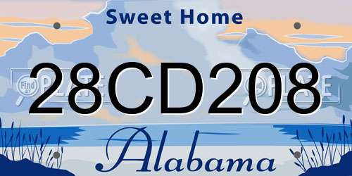 28CD208 Alabama License Plate